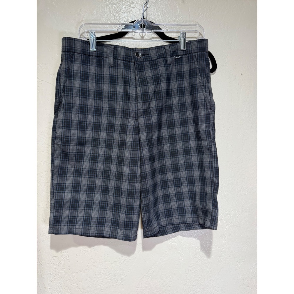 Hurley Mens Plaid Walk Shorts Grey Black Blue MW606NOM2 Size‎ 30